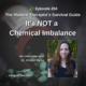 Photo ID: A prescription pill bottle on it's side with pills spilling out with a photo of Kristen Syme to one side and text overly "Episode 204: It's NOT a Chemical Imbalance, An Interview with Dr. Kristen Syme"