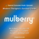 Photo ID: Yellow and blue diagonal lines with text overlay "Special Episode: Modern Therapist's Consumer Guide on Mulberry"