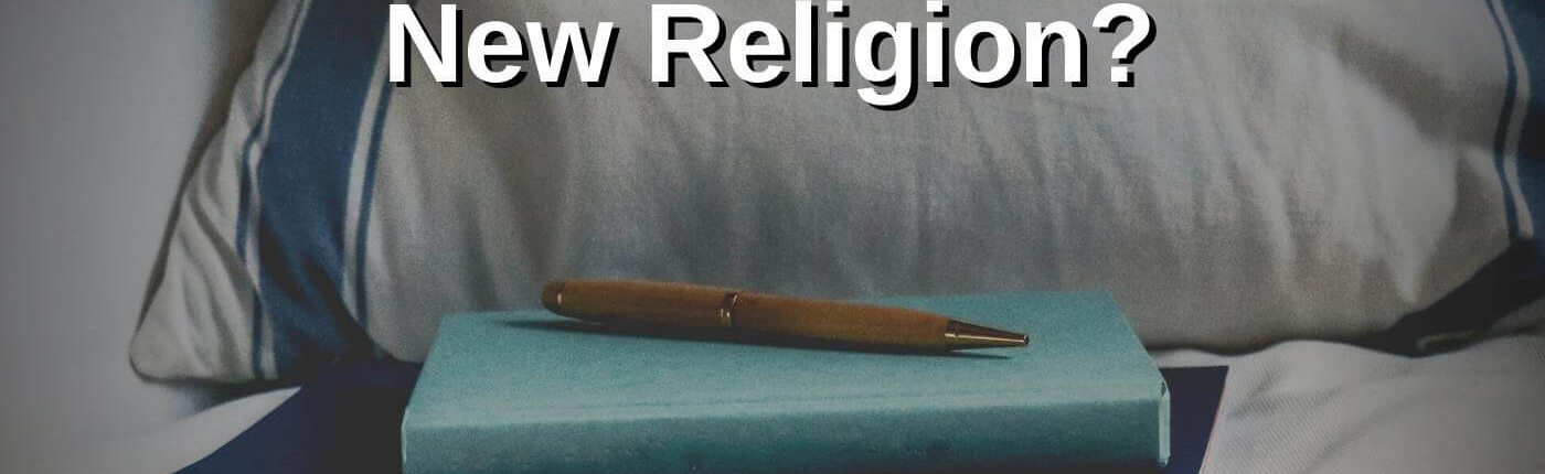 Photo ID: A notebook with a journal and a pen on top, sitting on a couch with text overlay "Episode 301: Has Therapy Become the New Religion?"