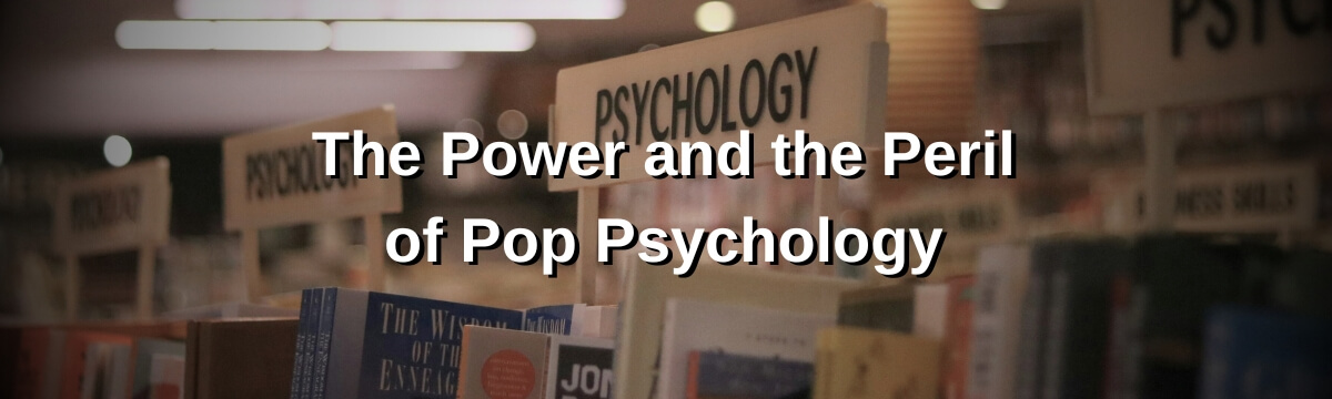 Banner ID: The psychology section of a book store with text overlay 