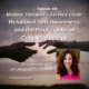 Image: Episode 430 promo for Modern Therapist’s Survival Guide featuring Dr. Alexandra Solomon on couples therapy and self-awareness. Two hands are reaching toward each other.