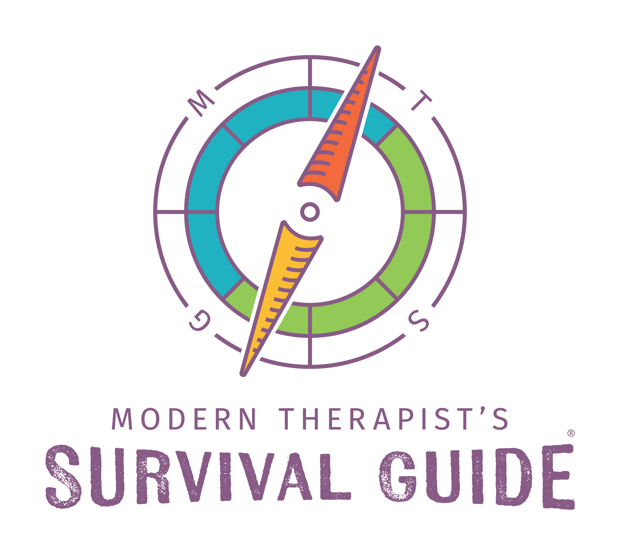 Logo description - a stylized compass with the "Modern Therapist's Survival Guide" underneath.