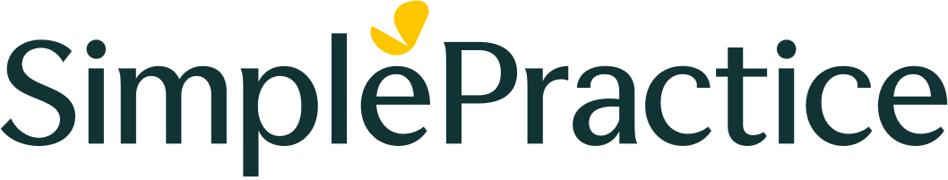 SimplePractice logo in green with a yellow butterfly