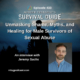 Podcast episode 433 on supporting male survivors of sexual abuse, featuring Jeremy Sachs, with a dark silhouette background and guest photo.