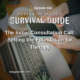 Image: Podcast episode 434 on setting the foundation for therapy through the initial consultation call, featuring a top-down photo of a person holding a smartphone above a laptop.