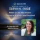 Image: Podcast promotional graphic for Episode 446 of "Modern Therapist’s Survival Guide." The background features a lighthouse casting a beam of light into a dark, cloudy night sky. The episode title reads, “When Crisis Hits Home: Therapist Support and Survival.” In the lower right corner is a headshot of Jeanine Rousso, smiling outdoors. Text notes this is “An interview with Jeanine Rousso.” The podcast website, mtgspodcast.com, appears at the bottom.