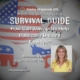 Image: Image of podcast episode titled “How Can Therapists Help Politically Divided Families?” featuring Angela Caldwell, LMFT. Replay of Episode 375. Background includes political party buttons.