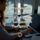 Image: Blog post graphic of a woman typing on a laptop with text overlay "Spring Health Acquires Alma: What It Means for Independent Therapists."