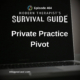 Image: Podcast graphic for Modern Therapist’s Survival Guide, Episode 464. Title reads “Private Practice Pivot.” Background shows a laptop screen in a dark setting. Website listed: mtsgpodcast.com.