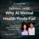 Image: Episode artwork for Modern Therapist’s Survival Guide, Episode 482 titled “Why AI Mental Health Tools Fail When It Matters Most.” The graphic shows a close-up of computer hardware with two guest speakers featured in the lower right corner.