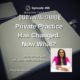 Image: Episode 498 artwork for Modern Therapist’s Survival Guide. An open lined notebook and pen appear in the background with the title “Private Practice Has Changed. Now What?” A photo of guest Dr. Ajita Robinson, LCPC, appears in the lower right.