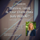 Image: Episode 501 artwork for Modern Therapist's Survival Guide. A close-up image of a wood file cabinet appears in the background. Large white text reads "Is Your Client Data Safe with AI?" A photo of guest Ali Hartley, JD, Chief Legal Officer at SimplePractice, appears in the lower right corner. The artwork identifies the episode as a continuing education podcourse.